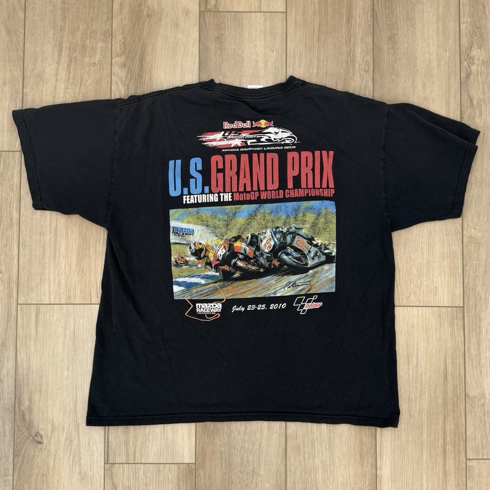U.S. Grand Prix Red Bull Mazda Raceway T-Shirt Men's XL Boxy Fit 2010 Black Tee